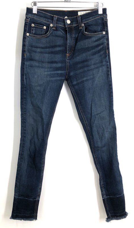 rag & bone Women's 10 Inch Capri Stanwix Blue High Rise Raw Hem Jeans Sz 26
