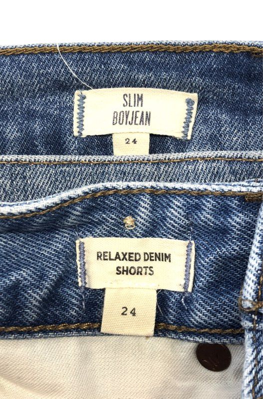 Madewell Women's Distressed Blue Slim Boyjean & Relaxed Denim Shorts Lot Sz 24