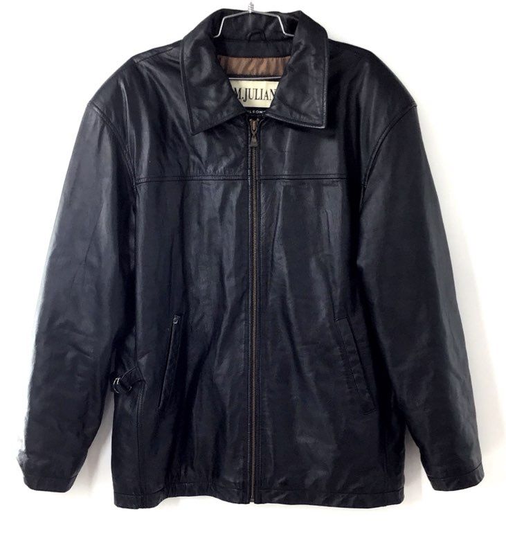 Vintage 90s M. Julian Wilsons Men's Black Leather Zip Up Jacket Size L