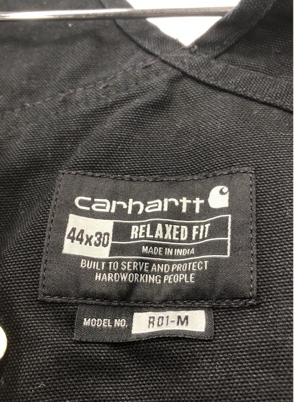 Carhartt Men's Black 10277001 Cotton One-Piece Overalls - Size 44x30