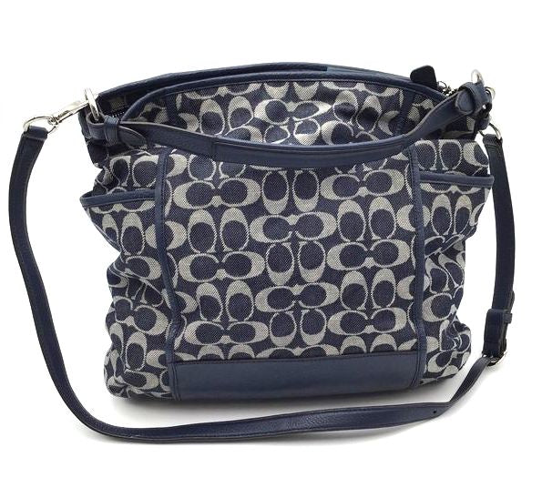 Authentic Coach Women&#39;s Blue Denim Signature Luxury Hobo Bag - COA Included