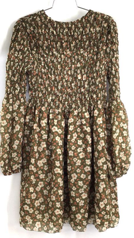 Tecovas x Kristopher Brock Women's Emma Dress Olive Floral Smocked NWT Sz XL