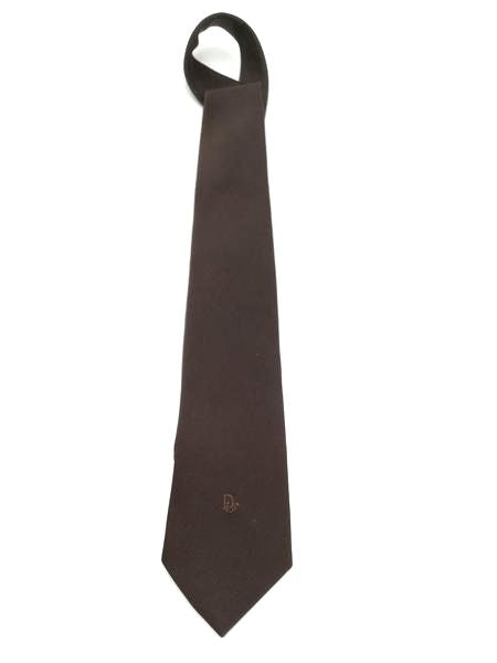 Christian Dior Men&#39;s Brown Pointed Tie With COA