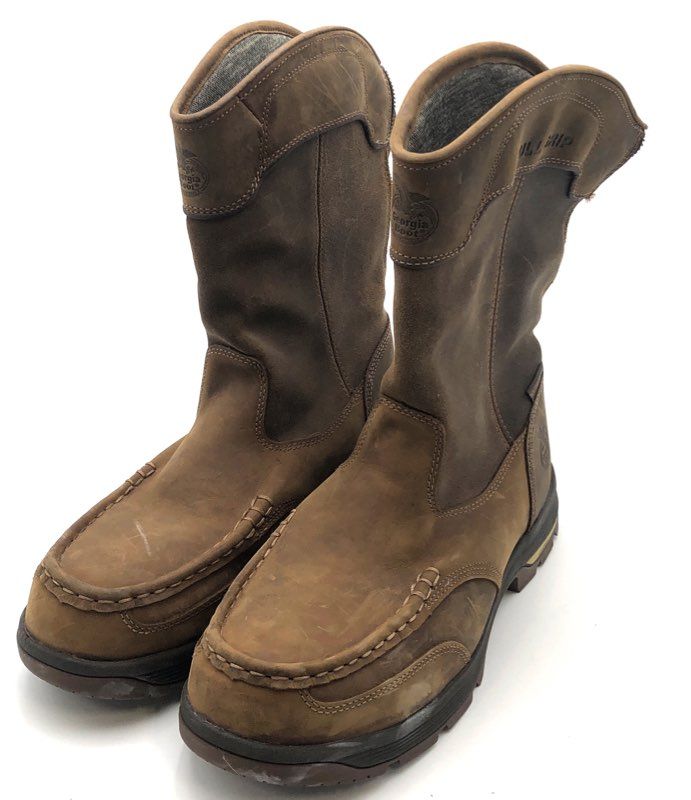 Georgia Boot Athens Brown Waterproof 11" Pull On Work Boots Men's Size 13W