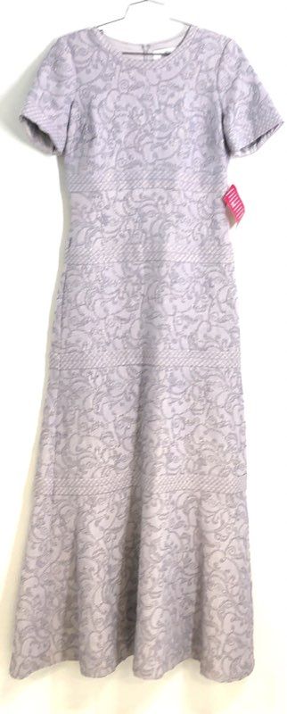 Belle Badgley Mischka Women's Lavender Metallic Brocade Maxi Dress Sz 6 NWT