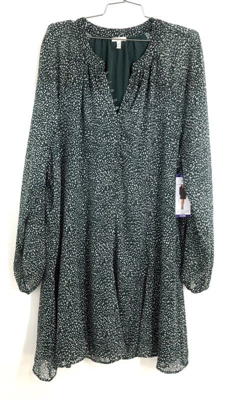 Joie Women's Arctic Animal Spot Balloon Sleeve Dress Green NWT Sz XXL