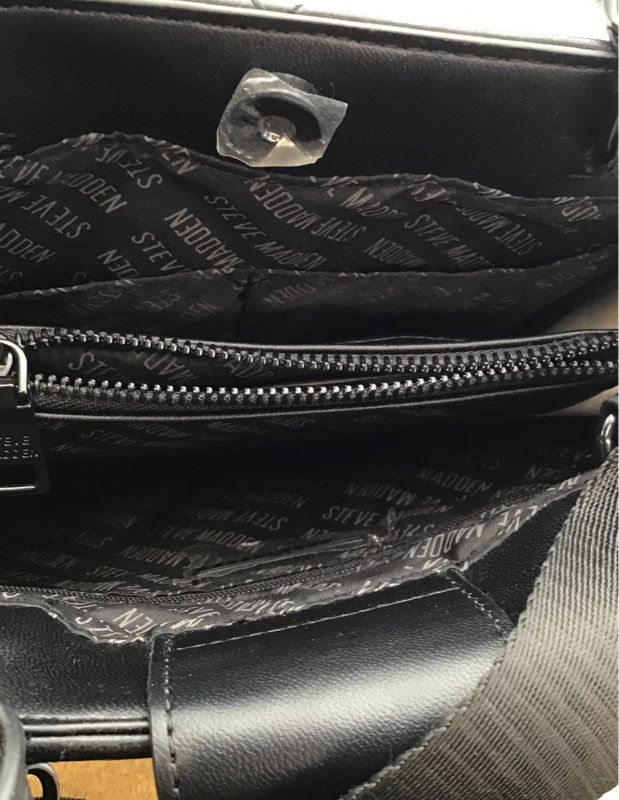 Steve Madden Black Quilted BNAT Crossbody Satchel Bag with Pouch NWT