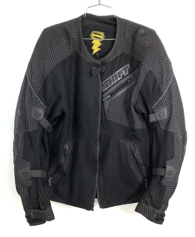 Shift Racing Men's Black Mesh Trifecta Motorcycle Jacket Padded Armored Sz L