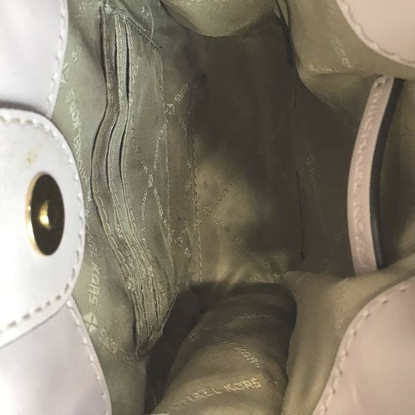 Michael Kors Blush Pink Leather Signature Print 'Mercer' Crossbody Bag (+COA)