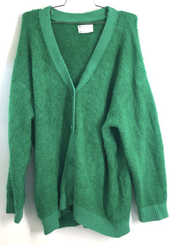 ASOS DESIGN Men's Green Textured Boucle Button Front Cardigan Size M