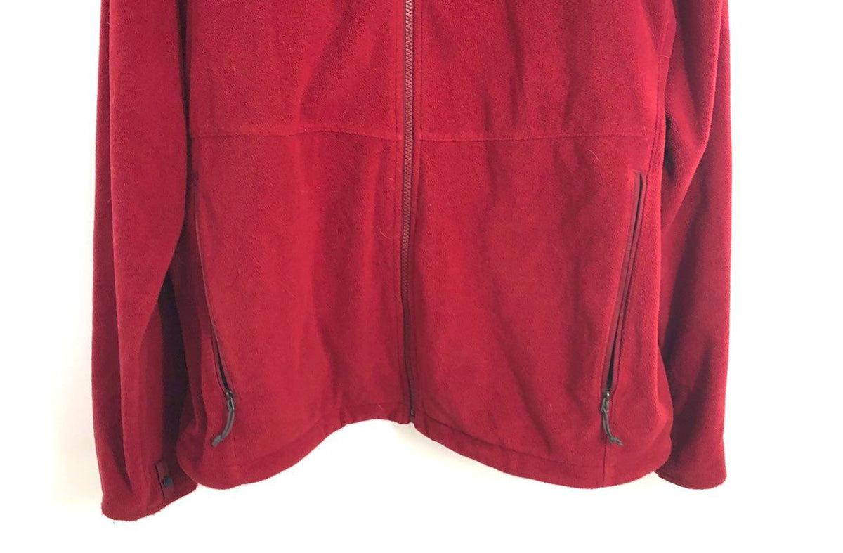 The North Face Men's Red Full Zip Fleece Jacket Embroidered Logo Size XL