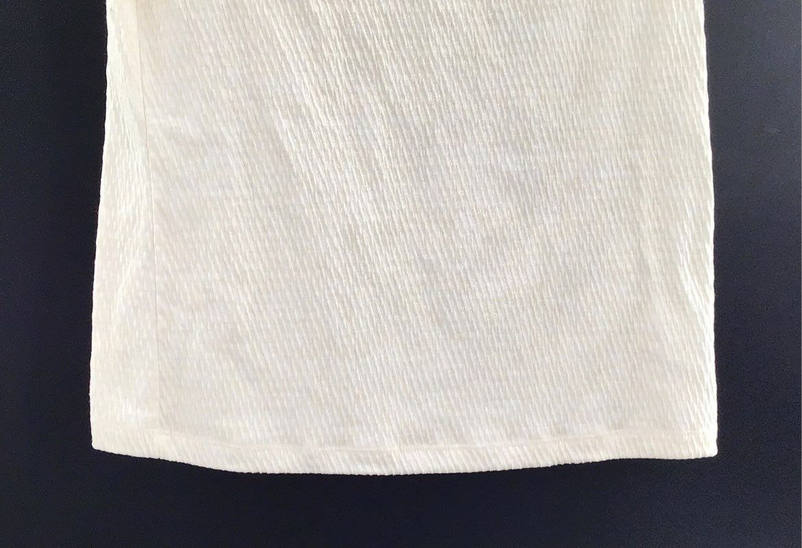 Anthropologie Women's Cream Textured Ribbed Short Sleeve T-Shirt Top Sz XS