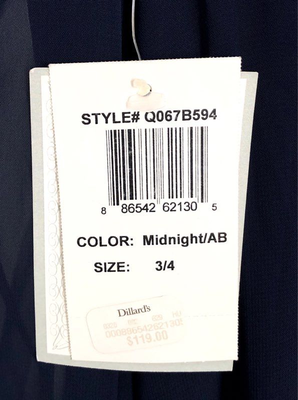 B. Darlin Women's Midnight Blue Beaded High Low Chiffon Dress Sz 3/4 NWT