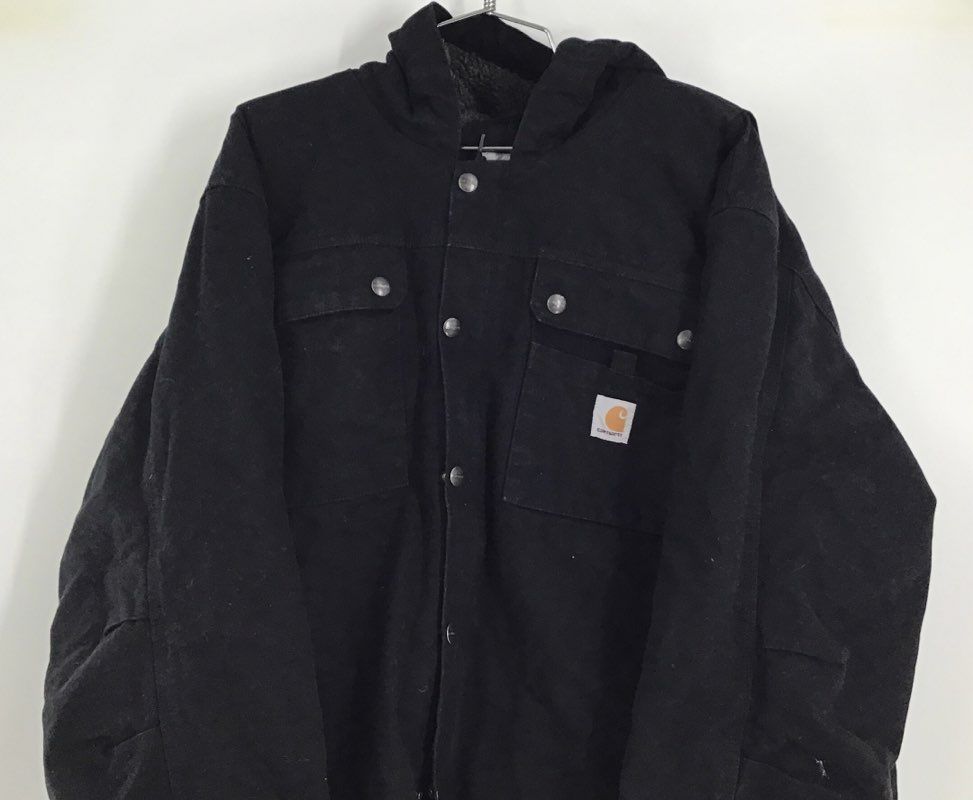 Carhartt Men&#39;s Black Hooded Jacket - Size 2XL