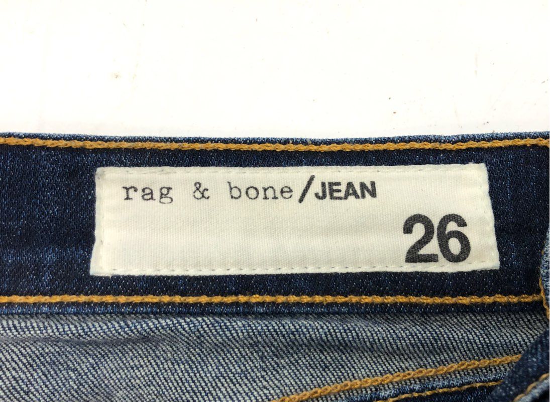 rag & bone Women's 10 Inch Capri Stanwix Blue High Rise Raw Hem Jeans Sz 26