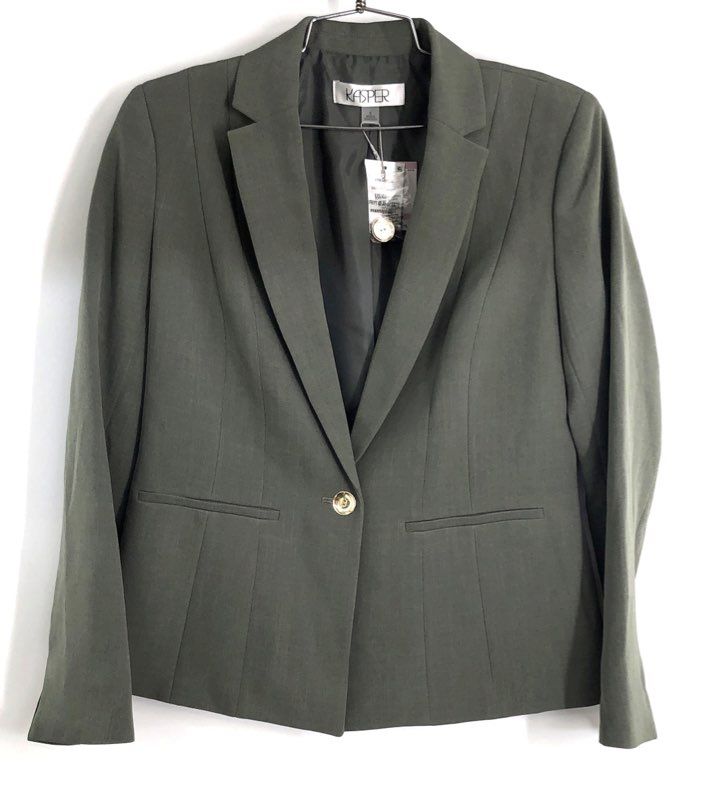 Kasper Women's Dark Sea Stone One Button Tailored Blazer NWT Sz 6