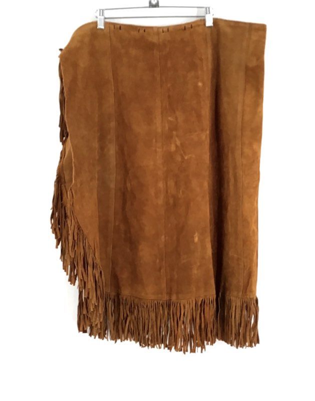 Women&#39;s Brown Fringe Hem Straight &amp; Pencil Skirt - Size Measured