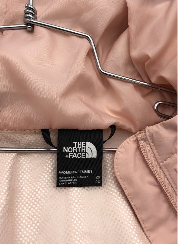 The North Face Women&#39;s Pink Full Zip Hooded Windbreaker Jacket - Size 2X