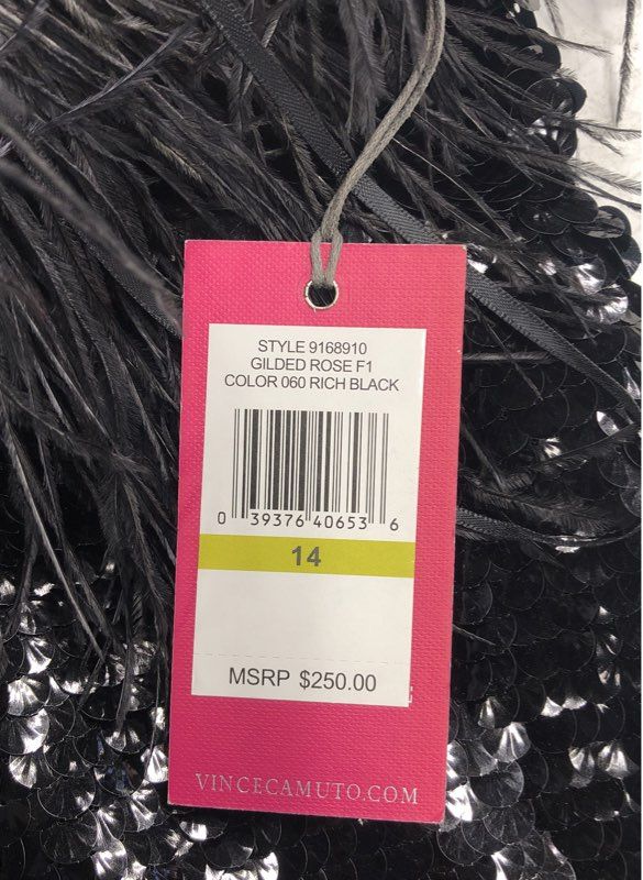 NWT Vince Camuto Women's Rich Black Mini Dress - Size 14