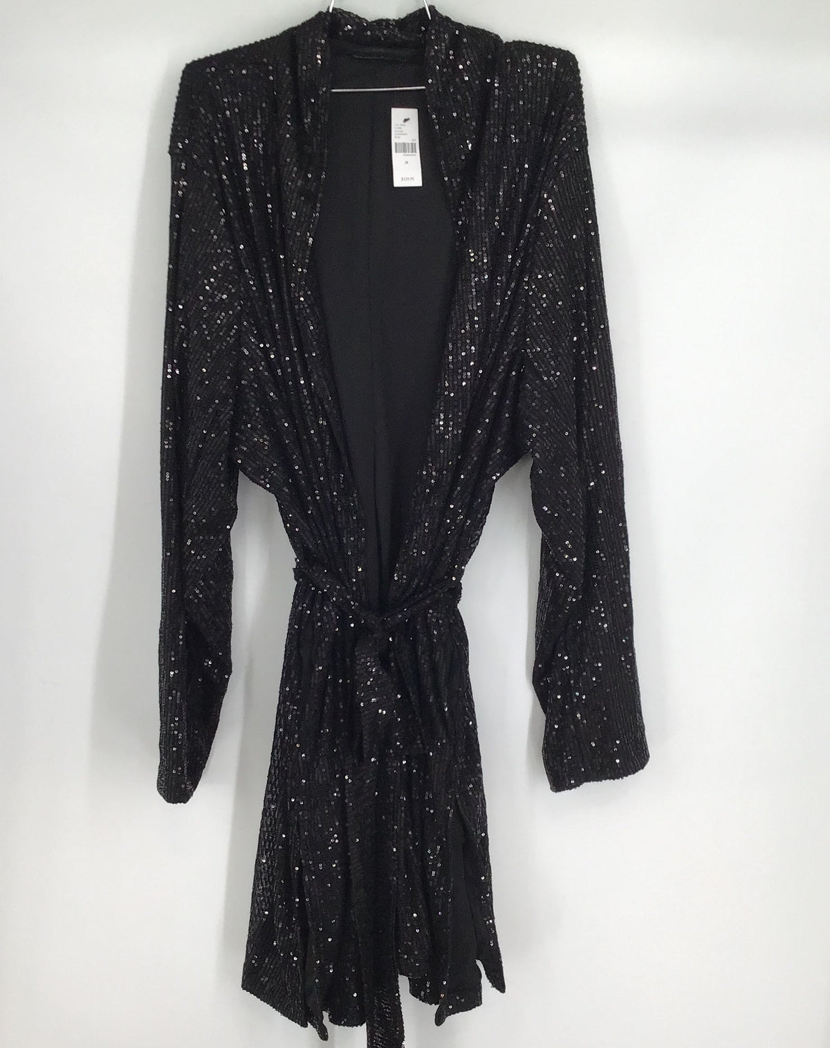 NWT Lane Bryant Women&#39;s Black Sequin Tie Front Wrap Dress - Size 28