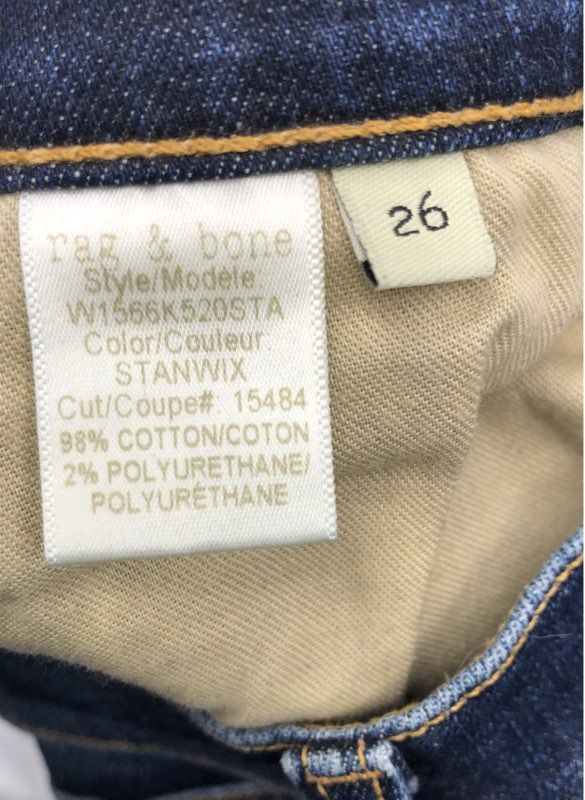 rag & bone Women's 10 Inch Capri Stanwix Blue High Rise Raw Hem Jeans Sz 26