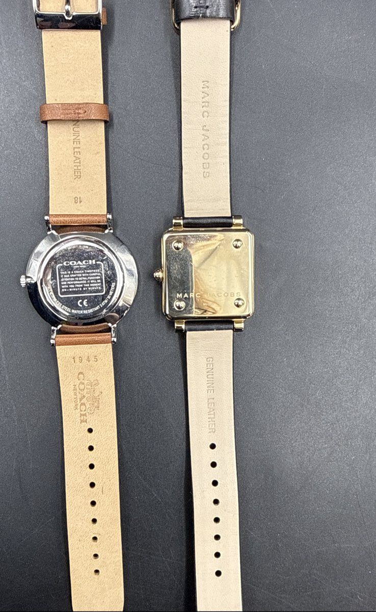 Coach & Marc Jacobs Watch Lot of 2 Women's Designer Stainless Steel Leather