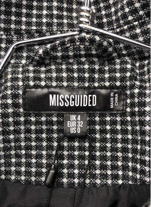 Missguided Women's Oversized Boyfriend Blazer Black Check Double Breasted 0 NWT