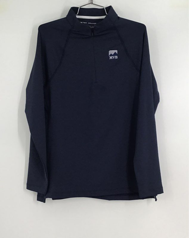 Peter Millar Men&#39;s Navy Blue Long Sleeve 1/4 Zip Golf Pullover Jacket - Size L