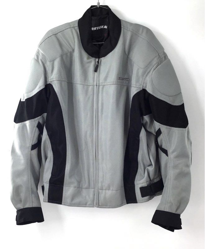 FirstGear Men's Armored Riding Motorcycle Jacket Gray Black Mesh Padded Sz 2XL