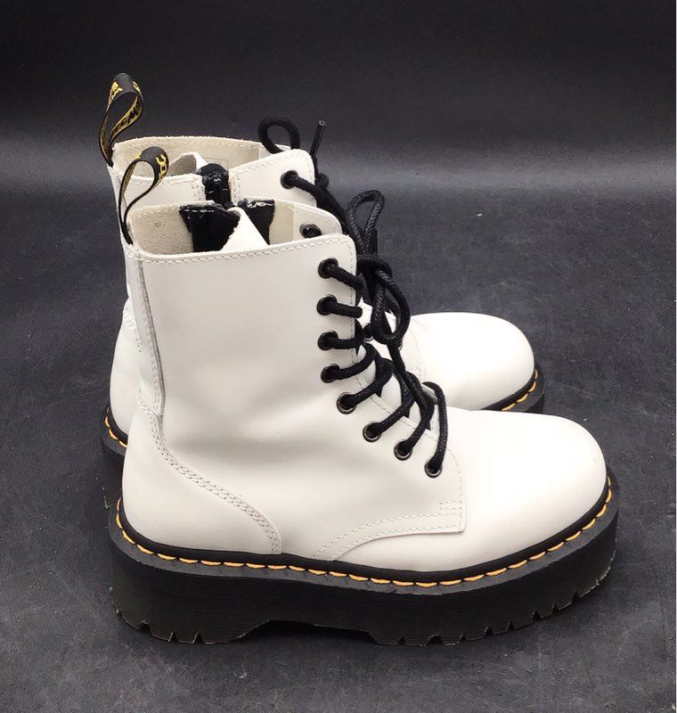Dr. Martens Jadon White Smooth Leather Platform Boots Women's Size 6