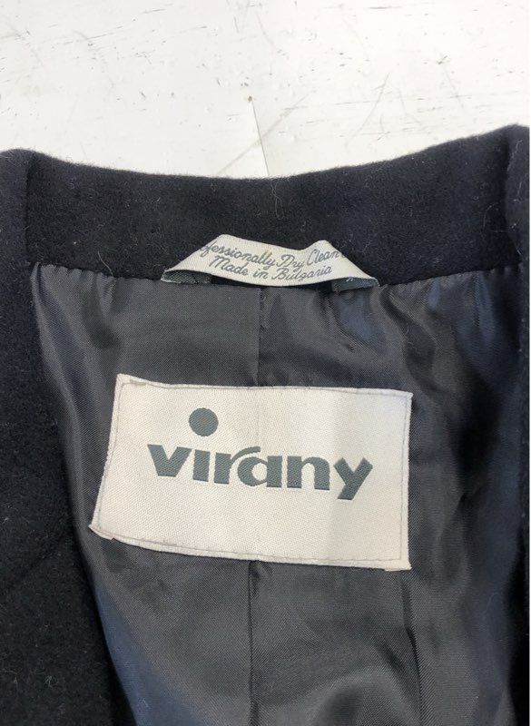 Virany Women's Black Wool Cashmere Blend Long Overcoat NWT Size 8P
