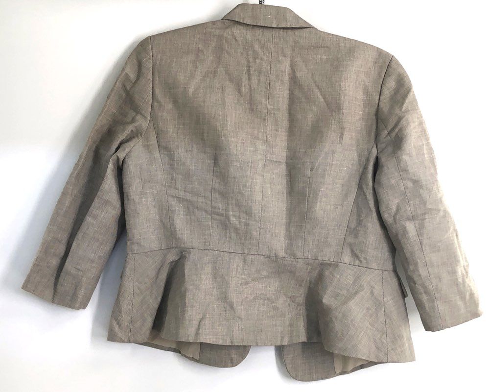 Ann Taylor Petite Women's Gray Tan One Button Blazer Jacket NWT Sz 10P