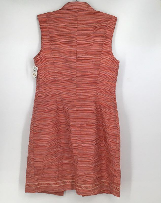 NWT Kay Unger Women&#39;s Peach Striped Sleeveless Shirt Dress - Size 12