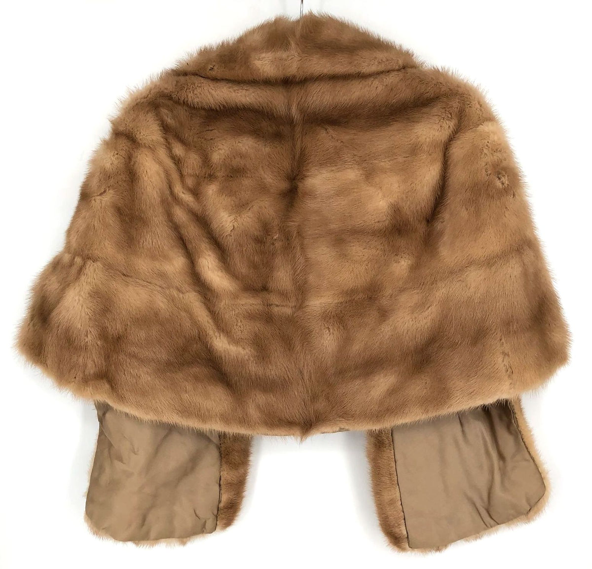 Vintage Women&#39;s Tan/Brown Luxury Fur Shawl/Shoulder Wrap with Silky Lining