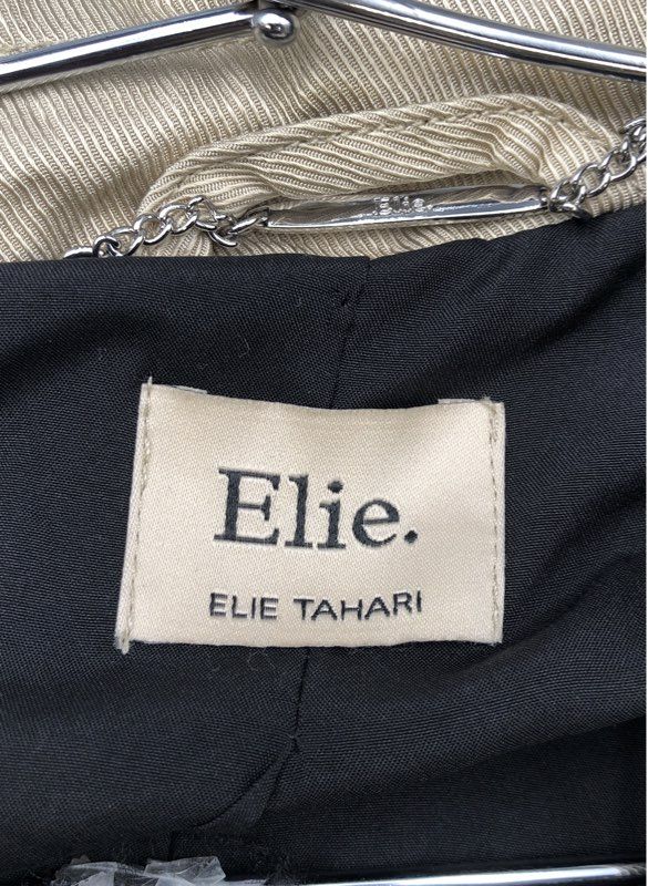 Elie Tahari Women's Beige Ribbed Viscose Asymmetrical Zip Moto Jacket Size M NWT