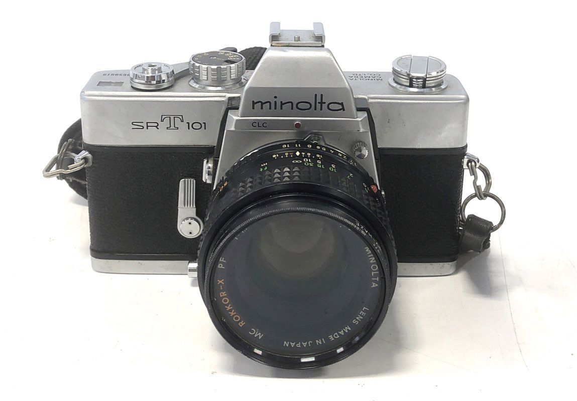 Vintage Minolta SR-T 101 35mm SLR Camera + 50mm & Vivitar 70-210mm Lens Lot