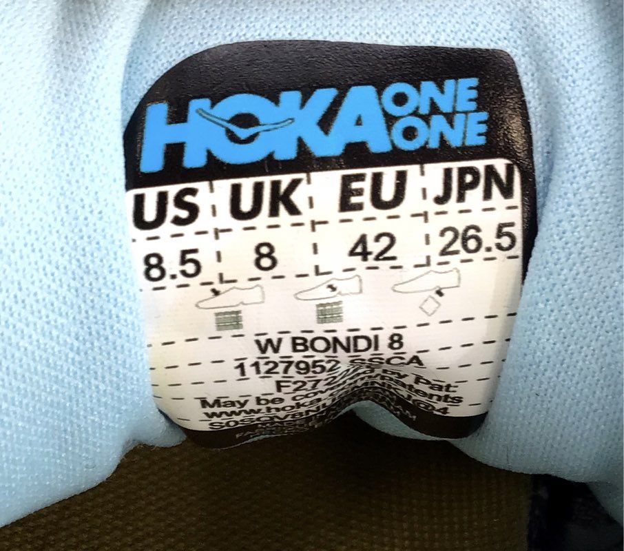 Hoka One One Men's Bondi 8 White Blue Athletic Shoes - Size 8.5