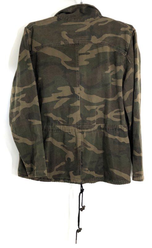 [BLANKNYC] Women's Green Camo Cotton Utility Jacket Full Zip Snap Sz XS