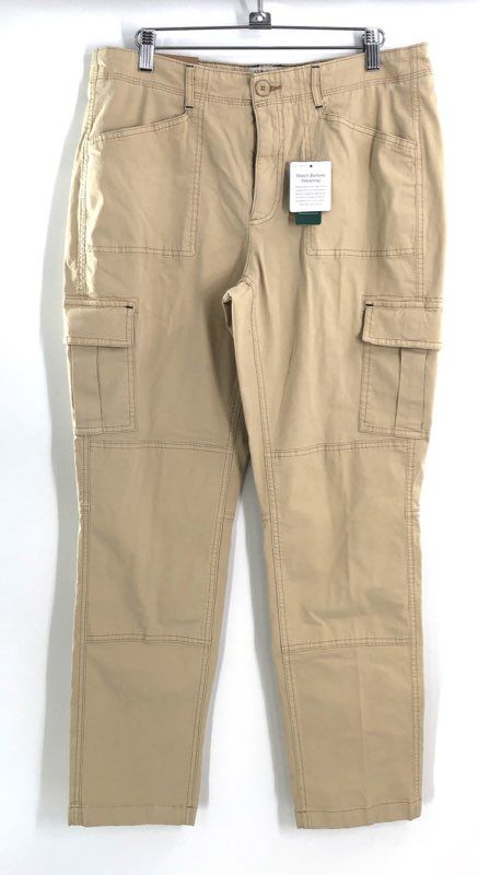 L.L.Bean Women's Stretch Canvas Cargo Pants Boulder Tan Favorite Fit NWT Sz 12
