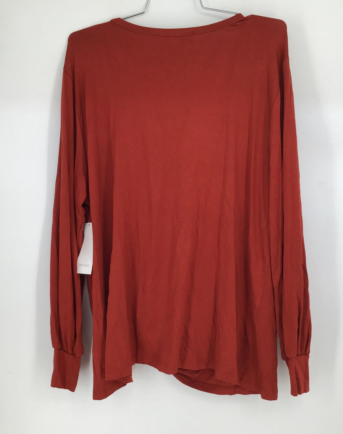 NWT Karen Kane Women&#39;s Rust Side Pick Up Round Neck Blouse - Size 1X