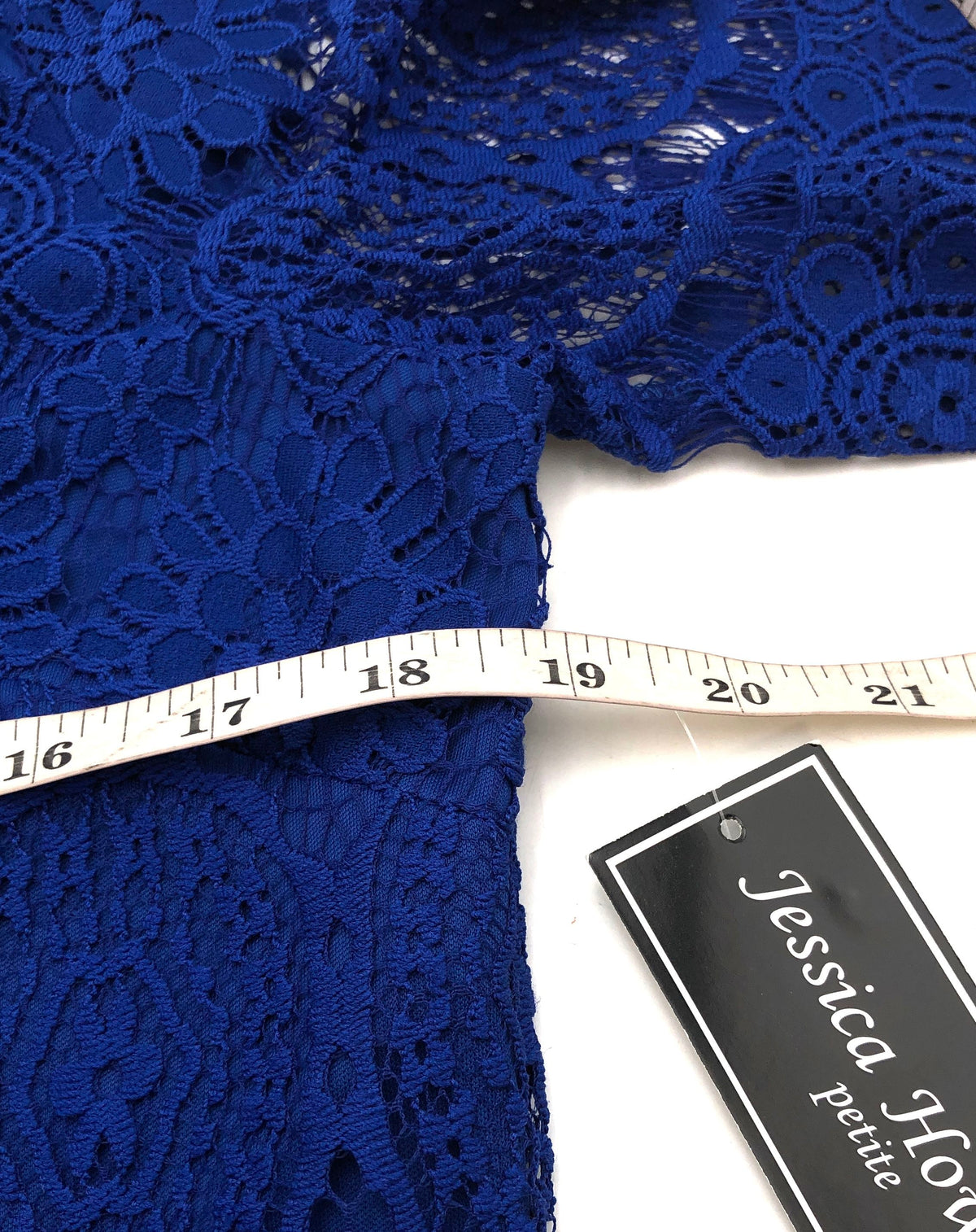 Jessica Howard Women's Royal Blue Lace Sheath Dress 3/4 Sleeve Petite NWT Sz 12P