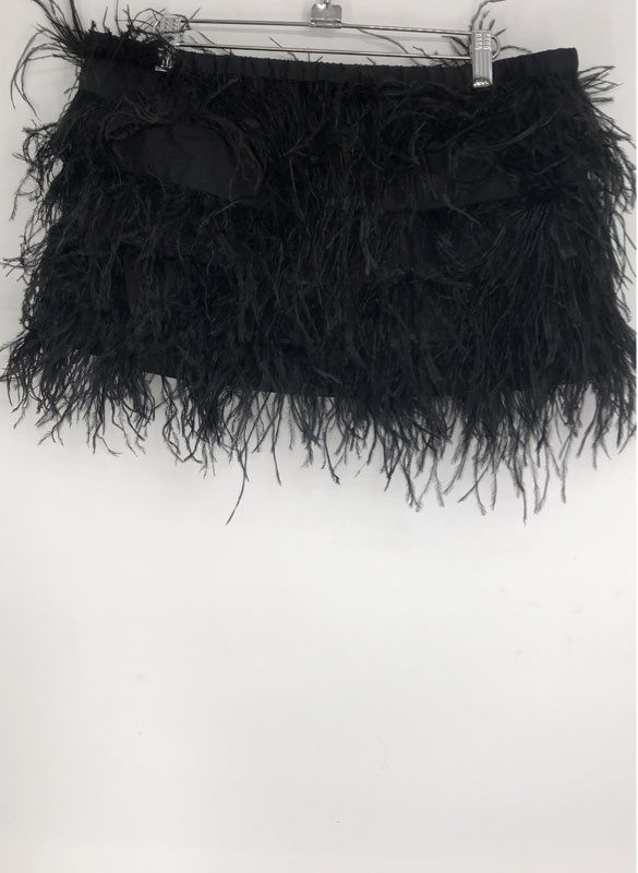 NWT Gianni Bini Women's Black Midnight Glamour Feather Mini Skirt - Size L