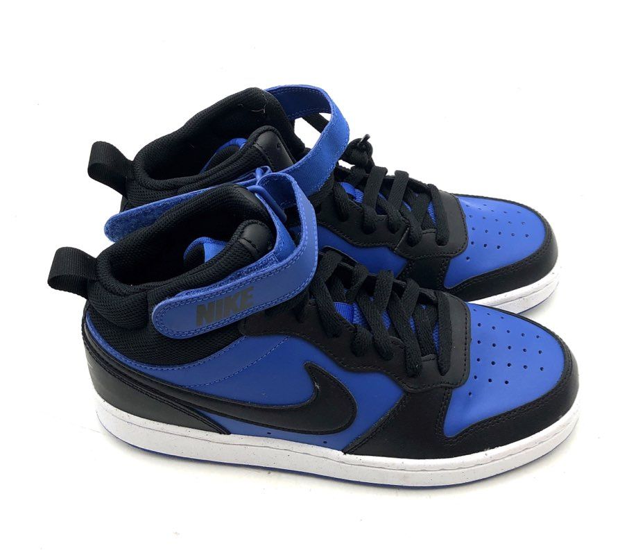 Nike Court Borough Mid 2 Game Royal Black Youth Sneakers Size 6.5Y