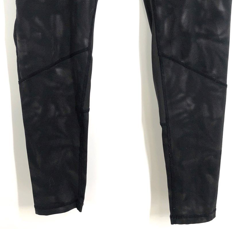 Adidas Women's Black Tonal Geometric Print Panel Athletic Leggings Sz XL