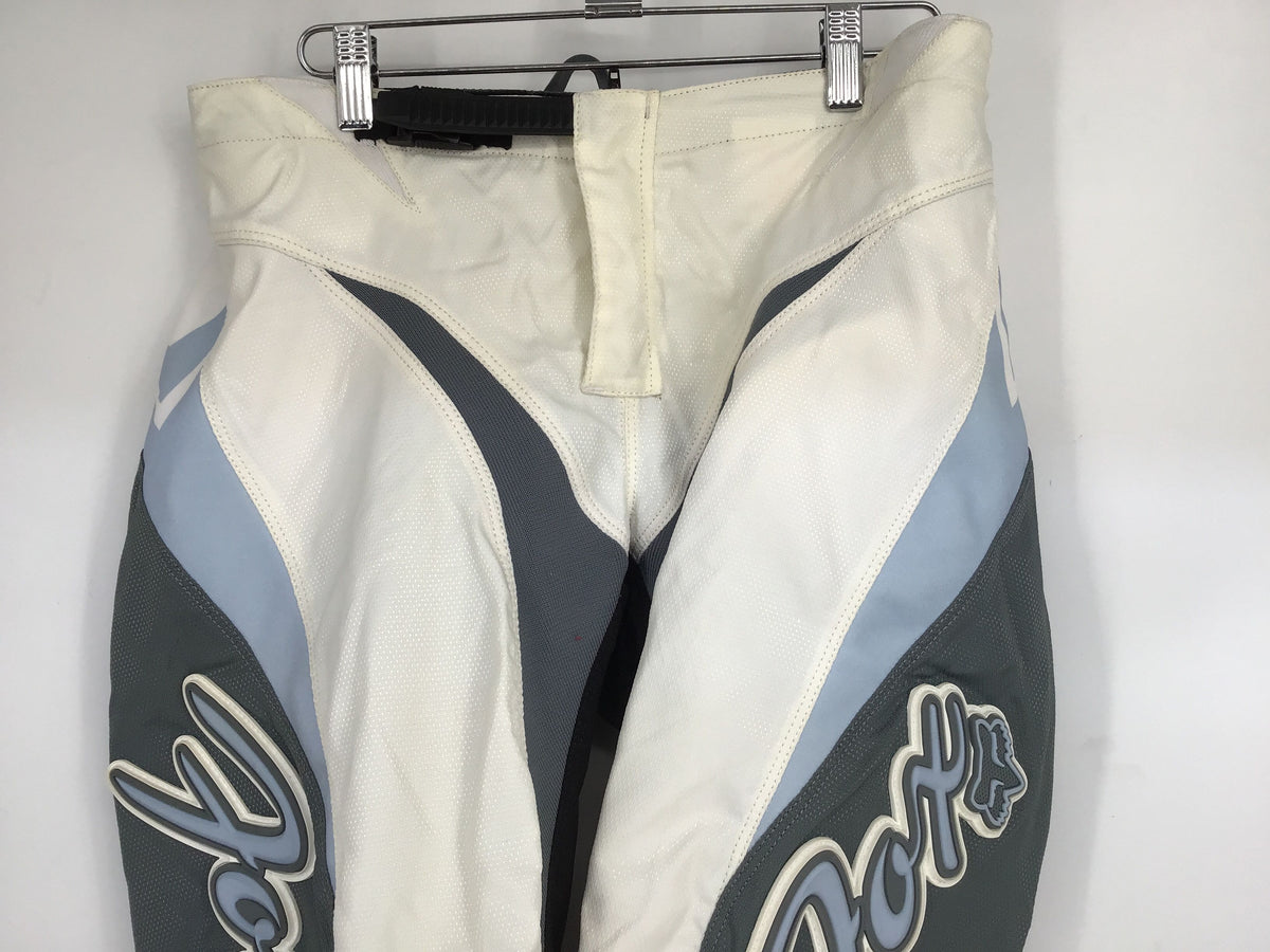 Fox Racing Girls White Gray Tapered Leg Motorcycle Pants - Size 9/10