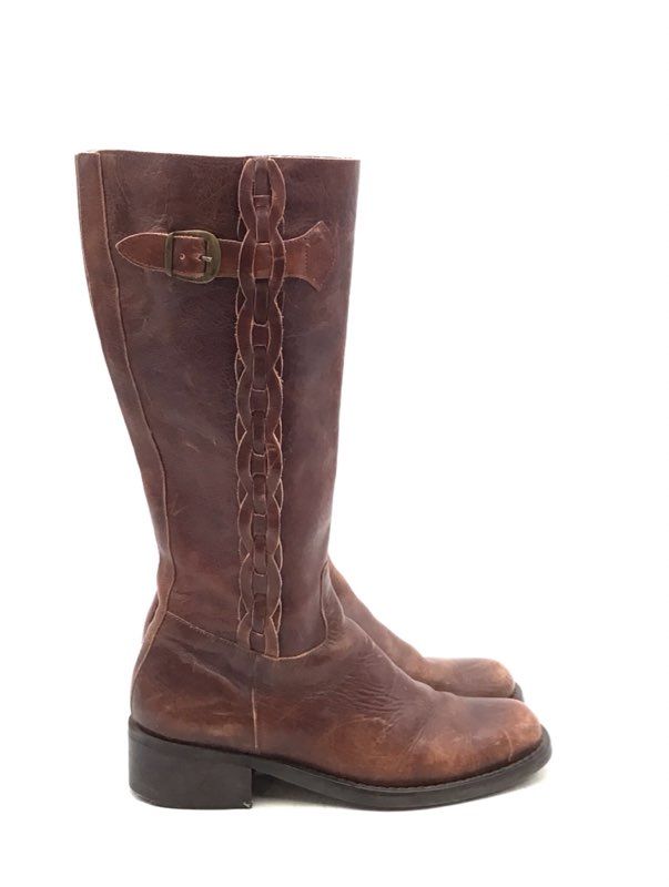 Women&#39;s Brown Knee High Leather Round Toe Riding Boots - Size 9M