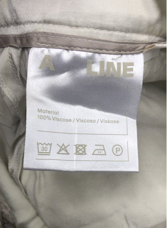 A LINE Women's Off-White Pleated High Rise Wide Leg Viscose Trousers Pants Sz XS