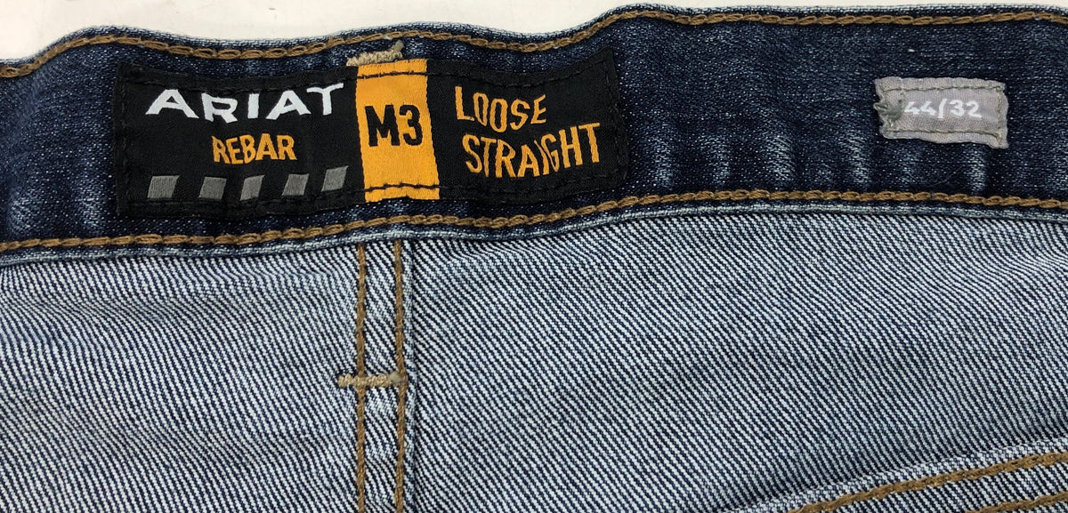 Ariat Men's Rebar M3 Loose Straight Leg DuraStretch Work Jeans Blue Sz 44x32 NWT