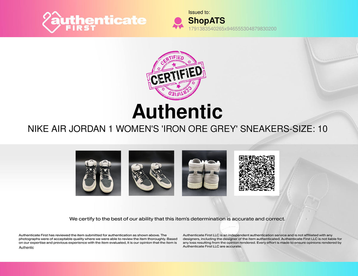Nike Air Jordan 1 High Zoom CMFT 2 Light Iron Ore Women's Size 10 COA