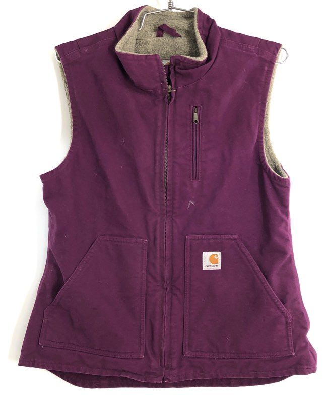 Carhartt Women's Purple Sandstone Sherpa Lined Mock Neck Vest Sz XS WV001